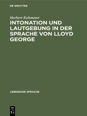 cover image of Intonation und Lautgebung in der Sprache von Lloyd George